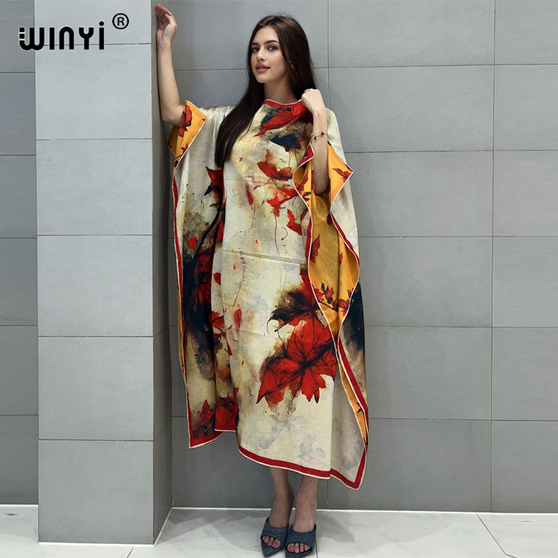 Boho Summer Beach Maxi Dress - WINYI-Vestido de praia elegante estampado boho