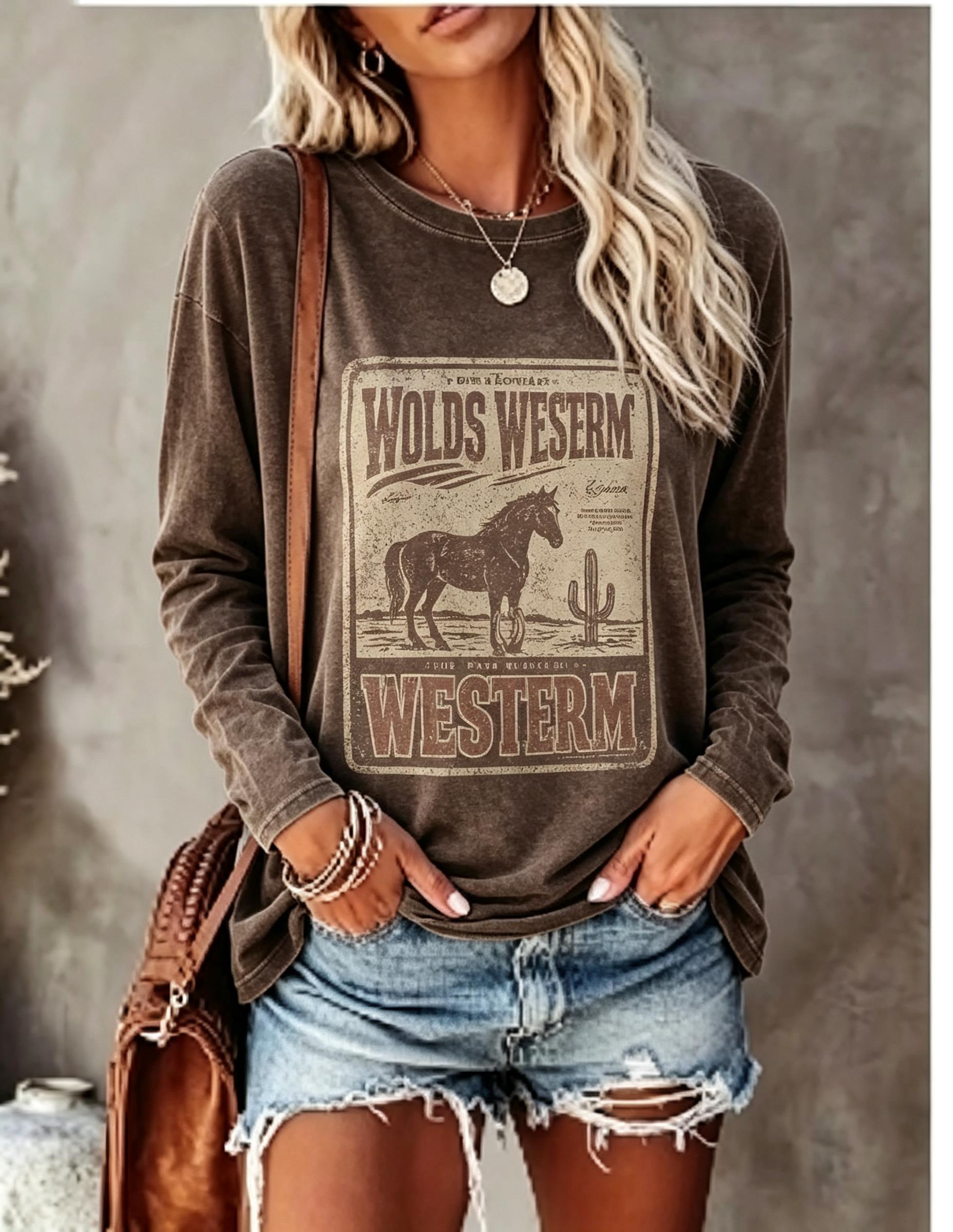Blouses - Camiseta de manga comprida para mulher,