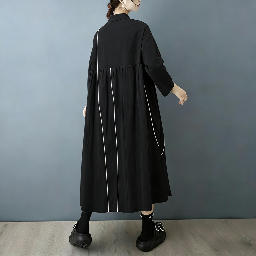SuperAen Vestido Camisa Assimé - Korean Style A Line Shirt Dress avaliação e preço