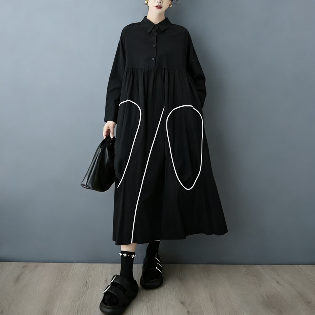 SuperAen Vestido Camisa Assimé - Korean Style A Line Shirt Dress avaliação e preço