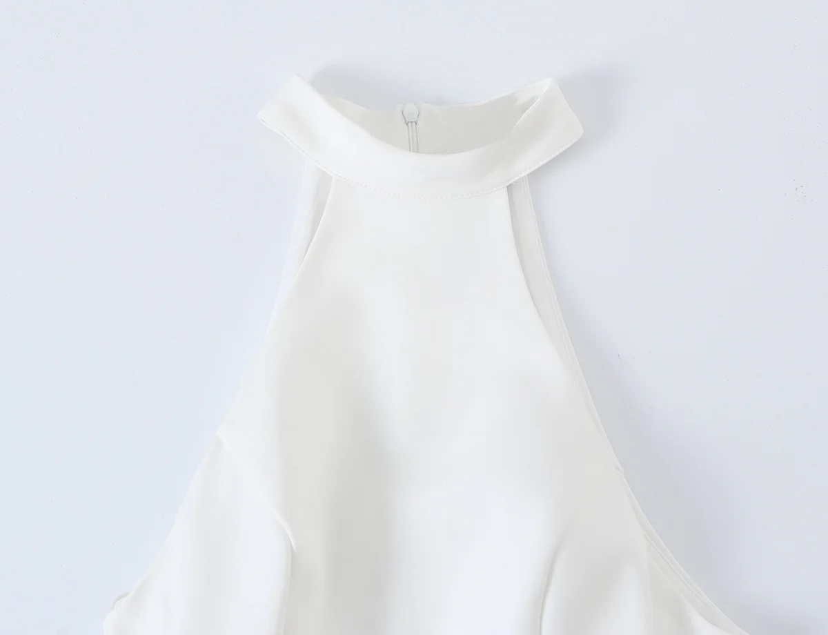 Vestido Mini Branco Feminino c - Y2K Backless Halter Mini Dress avaliação e preço